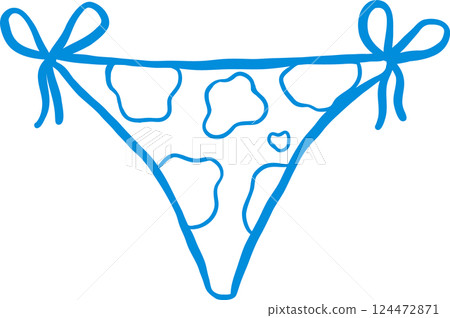 Coastal Cowgirl Bikini Underwear Outline Playful Hand Draw 124472871