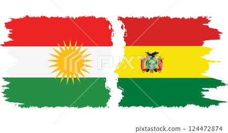 Bolivia and Kurdistan grunge flags connection vector 124472874