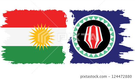Bougainville and Kurdistan grunge flags connection vector 124472880