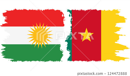 Cameroon and Kurdistan grunge flags connection vector 124472888