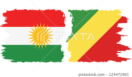 Congo-Brazzaville and Kurdistan grunge flags connection vector 124472901