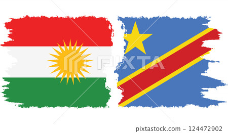 Congo - Kinshasa and Kurdistan grunge flags connection vector Congo - Kinshasa and Kurdistan grunge flags connection vector 124472902
