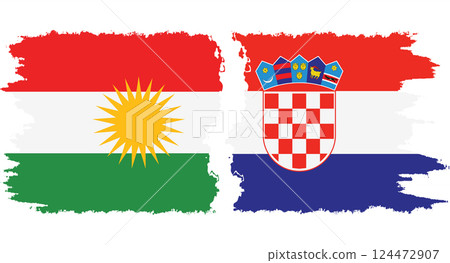 Croatia and Kurdistan grunge flags connection vector Croatia and Kurdistan grunge flags connection vector 124472907