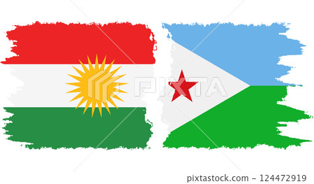 Djibouti and Kurdistan grunge flags connection vector Djibouti and Kurdistan grunge flags connection vector 124472919