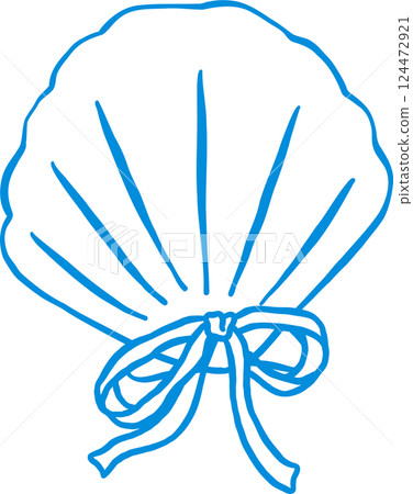 Coquette Seashell Bow Outline Playful Hand Draw 124472921