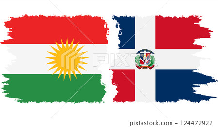 Dominican Republic and Kurdistan grunge flags connection vector 124472922