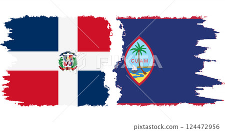 Guam and Dominican Republic grunge flags connection vector 124472956