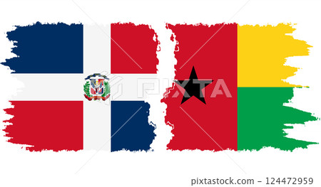 Guinea Bissau and Dominican Republic grunge flags connection vector 124472959