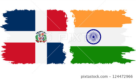 India and Dominican Republic grunge flags connection vector 124472966