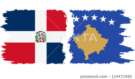 Kosovo and Dominican Republic grunge flags connection vector Kosovo and Dominican Republic grunge flags connection vector 124472980