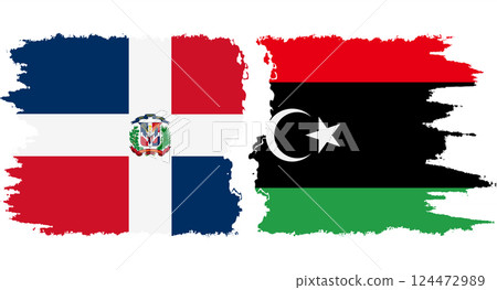 Libya and Dominican Republic grunge flags connection vector 124472989