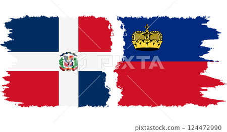 Liechtenstein and Dominican Republic grunge flags connection vector 124472990