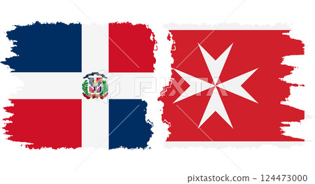 Malta and Dominican Republic grunge flags connection vector 124473000