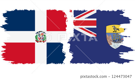 Saint Helena and Dominican Republic grunge flags connection vector 124473047