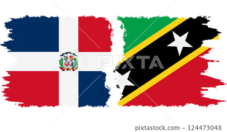 Saint Kitts and Nevis and Dominican Republic grunge flags connection vector 124473048