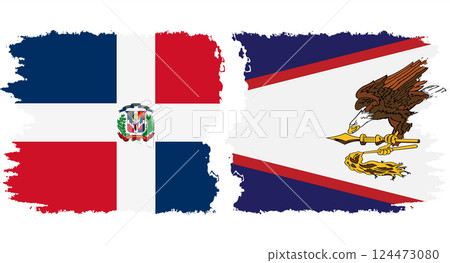 American Samoa and Dominican Republic grunge flags connection vector American Samoa and Dominican Republic grunge flags connection vector 124473080