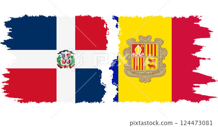 Andorra and Dominican Republic grunge flags connection vector Andorra and Dominican Republic grunge flags connection vector 124473081