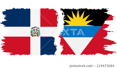 Antigua and Barbuda and Dominican Republic grunge flags connection vector Antigua and Barbuda and Dominican Republic grunge flags connection vector 124473084