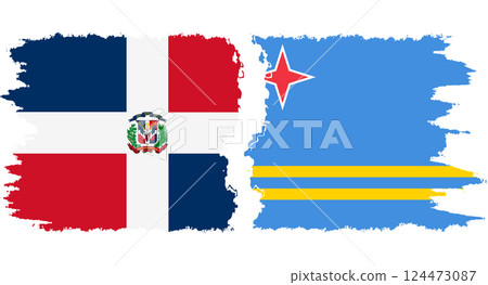 Aruba and Dominican Republic grunge flags connection vector Aruba and Dominican Republic grunge flags connection vector 124473087