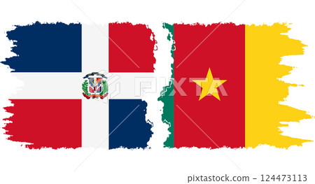 Cameroon and Dominican Republic grunge flags connection vector 124473113