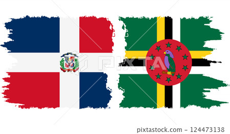 Dominica and Dominican Republic grunge flags connection vector Dominica and Dominican Republic grunge flags connection vector 124473138