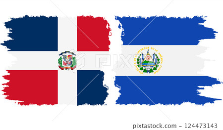 El Salvador and Dominican Republic grunge flags connection vector 124473143