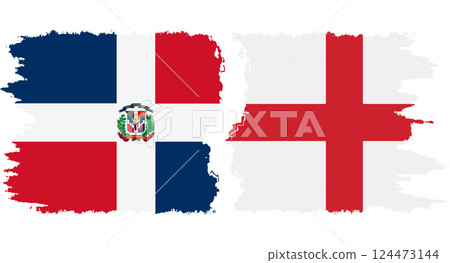 England and Dominican Republic grunge flags connection vector 124473144