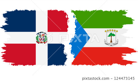 Equatorial Guinea and Dominican Republic grunge flags connection vector 124473145