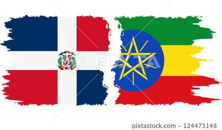 Ethiopia and Dominican Republic grunge flags connection vector 124473148