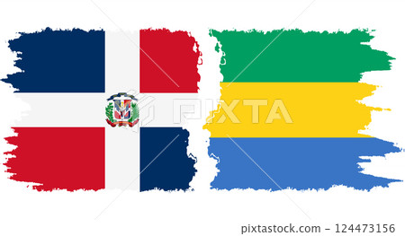 Gabon and Dominican Republic grunge flags connection vector 124473156