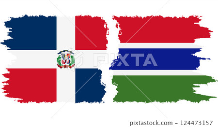 Gambia and Dominican Republic grunge flags connection vector 124473157
