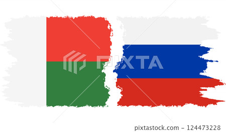 Russia and Madagascar grunge flags connection vector 124473228