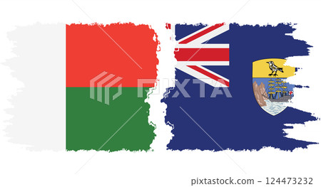 Saint Helena and Madagascar grunge flags connection vector Saint Helena and Madagascar grunge flags connection vector 124473232