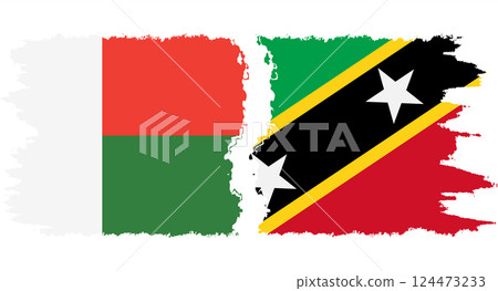 Saint Kitts and Nevis and Madagascar grunge flags connection vector Saint Kitts and Nevis and Madagascar grunge flags connection vector 124473233