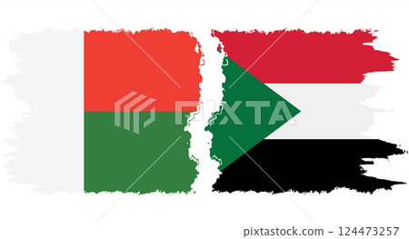 Sudan and Madagascar grunge flags connection vector Sudan and Madagascar grunge flags connection vector 124473257
