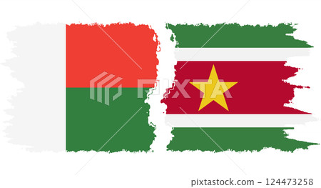 Suriname and Madagascar grunge flags connection vector Suriname and Madagascar grunge flags connection vector 124473258
