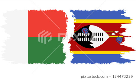 eSwatini and Madagascar grunge flags connection vector eSwatini and Madagascar grunge flags connection vector 124473259