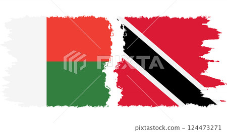 Trinidad and Tobago and Madagascar grunge flags connection vector 124473271