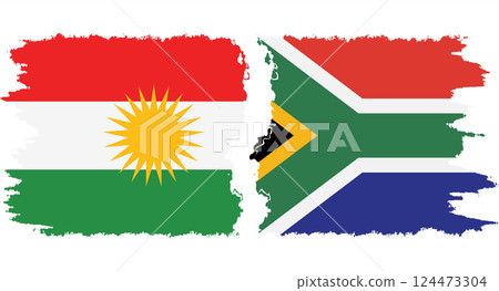 South Africa and Kurdistan grunge flags connection vector South Africa and Kurdistan grunge flags connection vector 124473304