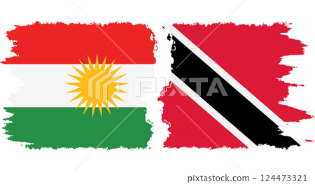 Trinidad and Tobago and Kurdistan grunge flags connection vector 124473321