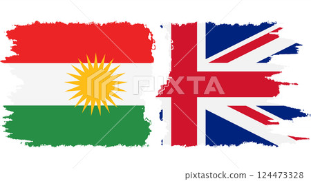 UK and Kurdistan grunge flags connection vector 124473328