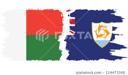 Anguilla and Madagascar grunge flags connection vector 124473348