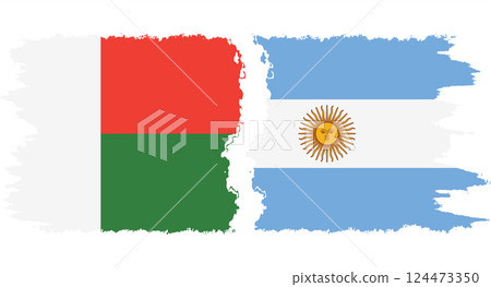 Argentina and Madagascar grunge flags connection vector 124473350