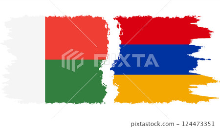 Armenia and Madagascar grunge flags connection vector 124473351