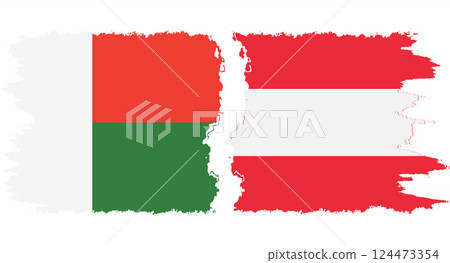 Austria and Madagascar grunge flags connection vector 124473354