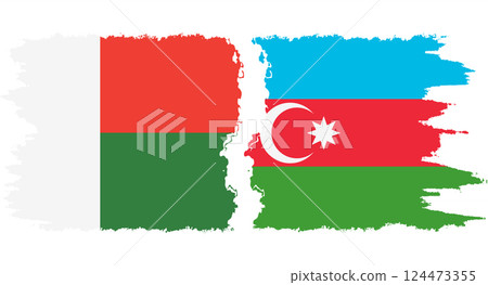 Azerbaijan and Madagascar grunge flags connection vector 124473355