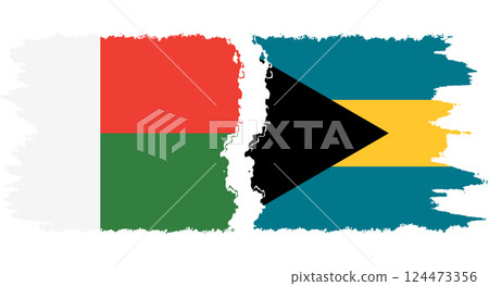 Bahamas and Madagascar grunge flags connection vector 124473356