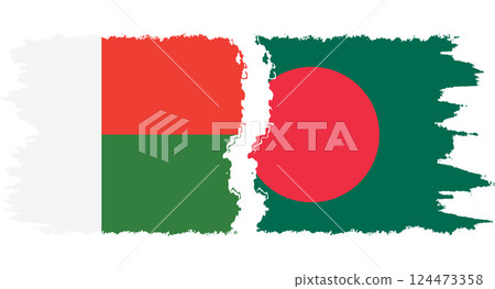 Bangladesh and Madagascar grunge flags connection vector 124473358