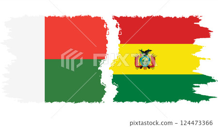 Bolivia and Madagascar grunge flags connection vector 124473366