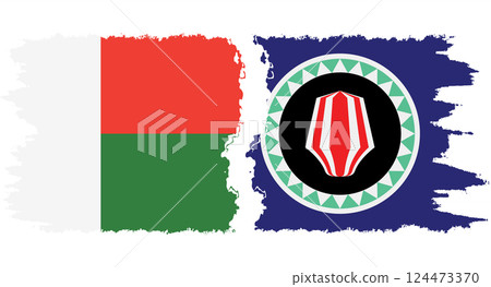 Bougainville and Madagascar grunge flags connection vector 124473370